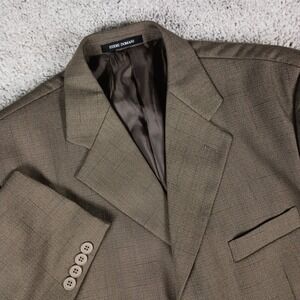 Eddie Domani 42R 36W Mens Brown Glen Plaid 3-Button 2-Piece Suit Polyester Rayon